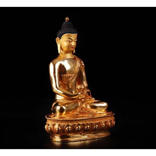 Special price # 20CM large # HOME family Talisman Protection # Tibetan Buddhism Gilding Amitabha Amitayus Buddha statue- good