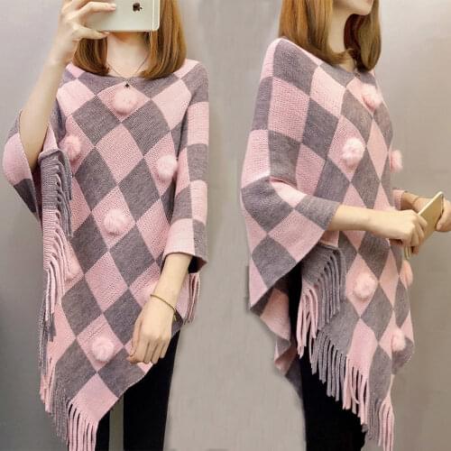 Outside The Shawl 2020 Autumn And Winter New Korean Version Of The Fringed Bat Shirt Irregular Coat Blouse Large Size Cloak