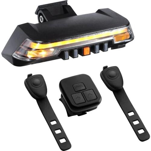 Smart Bike Tail Light with Turn Signals Brake Light Wireless Remote Control Bicycle Rear Light USB Safety Warning Tail Light