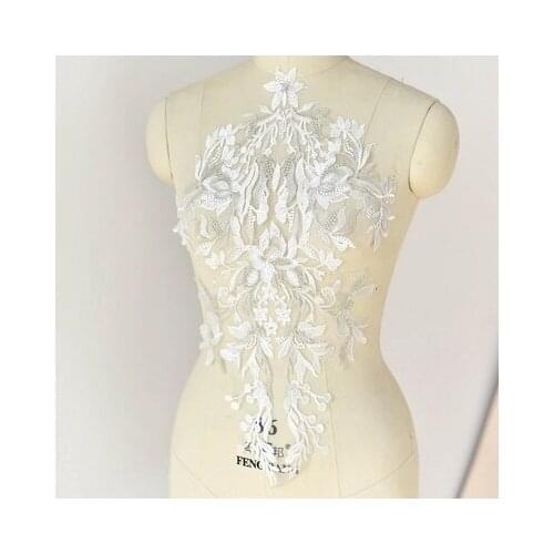 High-grade Asian white gold embroidery lace flower patch wedding accessories clothing decoration materials