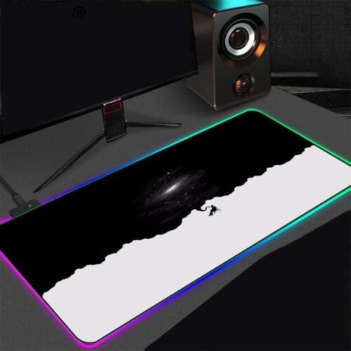 XGZ Fashion Personality Black and White Design RGB Mouse Pad XXL Gamer Computer PC LED Gaming Accessories Keyboard Rug Desk Mat
