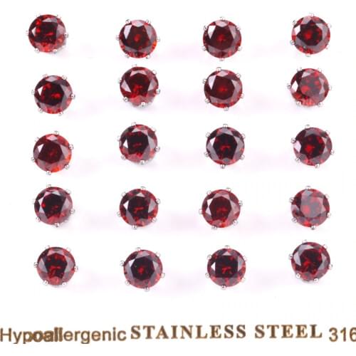 LUXUKISSKIDS Earrings For Women Red Zircon Stud Earring Stainless Steel Erings Set Fashion Jewelry Accessories pendientes