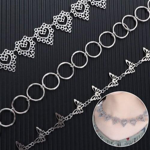 Harajuku Gothic Choker Metal Hollow Heart Neck Chains Necklaces for Women Girls Party Cosplay Aesthetic Necklace Fashion Jewelry