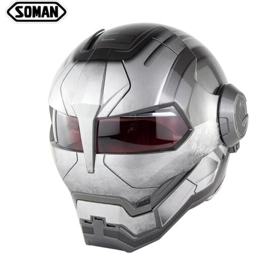 SOMAN Iron Man Helmet Flip Up Motorcycle Helmet Robot Style Motor Bike Casco Freak Casque DOT Approval SM515 Cool Helmets 515g