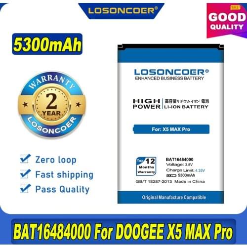 100% Original LOSONCOER 5000mAh BAT16484000 Battery For DOOGEE X5 MAX Pro Battery X5 MAX