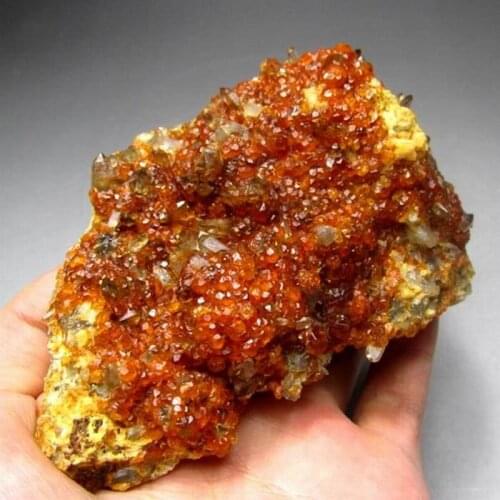 333g Spessartine Garnet+Smoky Quartz - crystals and stones healing Mineral specimen Home Decor feng shui decoration