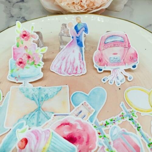 34PCS Wedding party, wedding cake, church car Scrapbooking stickers book Student label Decorative sticker DIY Stationery