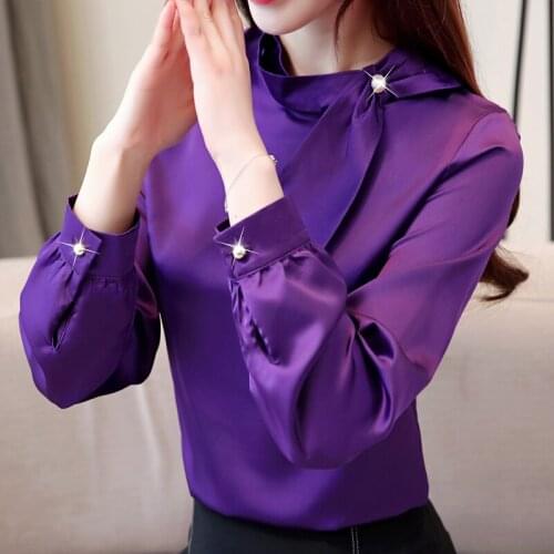 Womens Tops And Blouses Bow Collar Office Blouse Women Plus Size 3XL Women Chiffon Blouse Shirt Long Sleeve Women Shirts A912