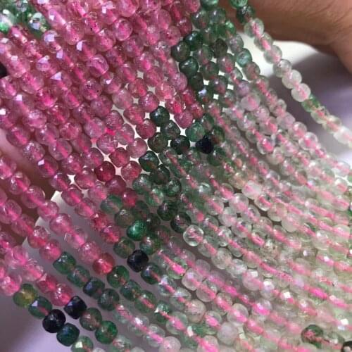 Loose beads square green/RED Gradient color Strawberry Quartz 4mm for DIY wholesale 14" FPPJ gemstone