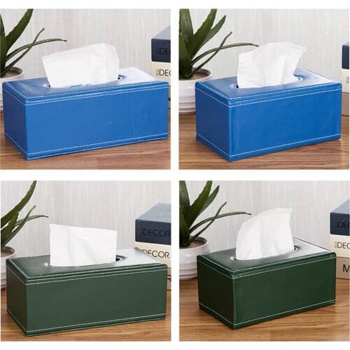 Household Faux Leather Tissue Box Storage Case Hotel Restaurant Paper Dispenser