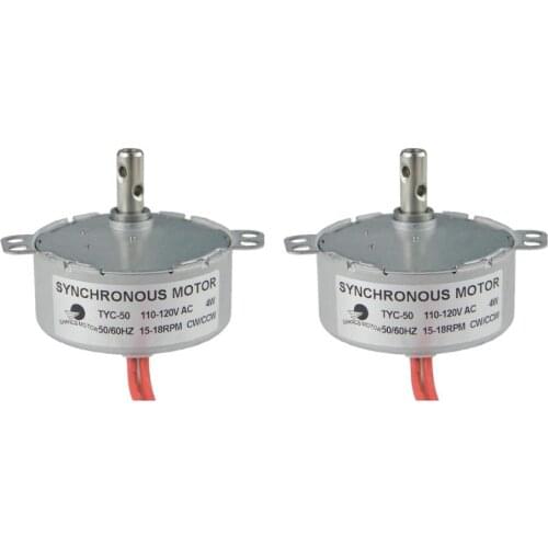 CHANCS 2PCS Geared Motor TYC-50 110V AC 15-18RPM CW/CCW Reduction Gear Motor for Electric Fireplace