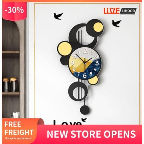 Decorative Large Wall Clock Swingable Modern Living Room Decoration Wall-mounted Quartz Watch Living Room Wall Clock