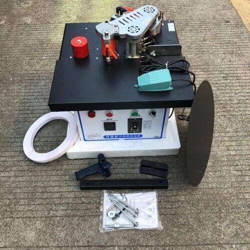 Woodworking Edge Banding Machine Speed Control Mini Manual Wood Cutting Pvc Curved Straight Edge Machine Automatic Broken Belt