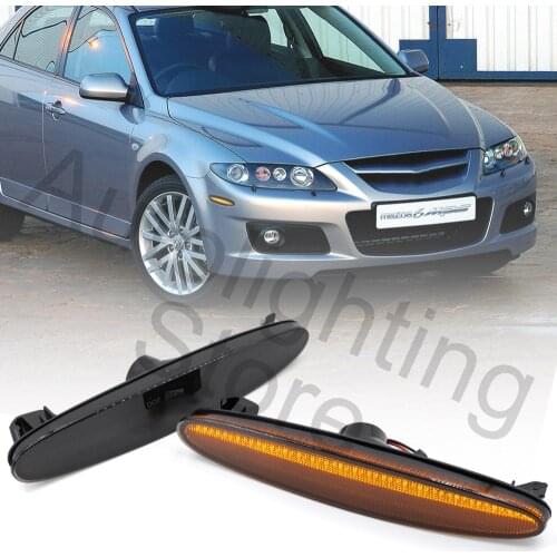 Smoked Lens Amber LED Front Bumper Side Marker Light for 03-08 Mazda 6 MPS GG GY