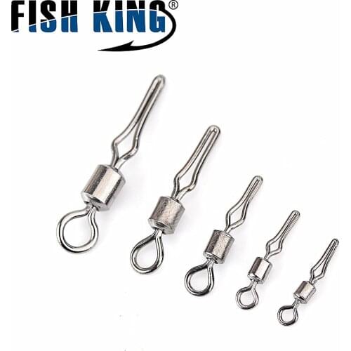 FISH KING 1 Pack 1/0# 2# 4# 6# 8# 10# Fishing Swivel With Side Line Clip Fishhook Lure Connector Terminal Pesca Fishing Tackle