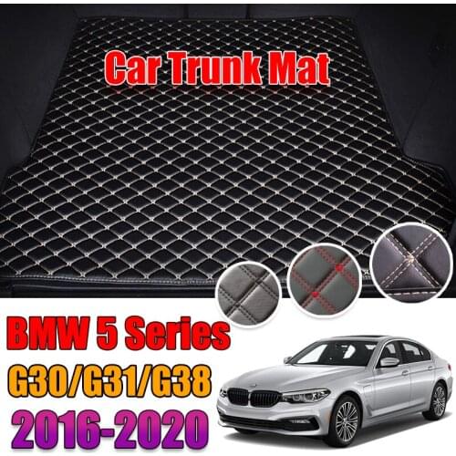 Leather Car Trunk Mat For BMW 5 Series 2016-2020 Trunk Boot Mat 5 Srieis 520i Liner Pad BMW G30 G31 G38 Carpet Tail Cargo Liner