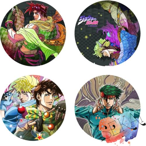 JoJos Bizarre Adventure Anime Joseph Joestar Caesar Anthonio Zeppeli Rohan Kishibe Metal Badge Pin
