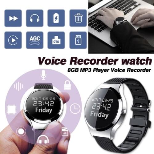 JNN S8 Micro Recording Pen Mini Wristband Professional HD Watch Recorder Wristband Voice Control Evidence Collector