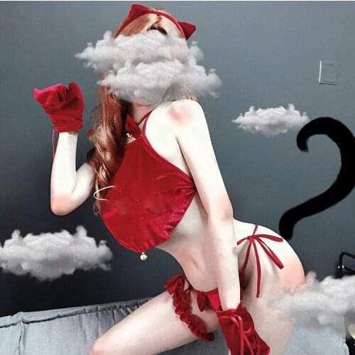 Cute Catwomen Sexy Cosplay Uniform Temptation Cat Maid Bell Bellyband Woman Cosplay Bikini Adult Erotic Lingerie Anime Costume