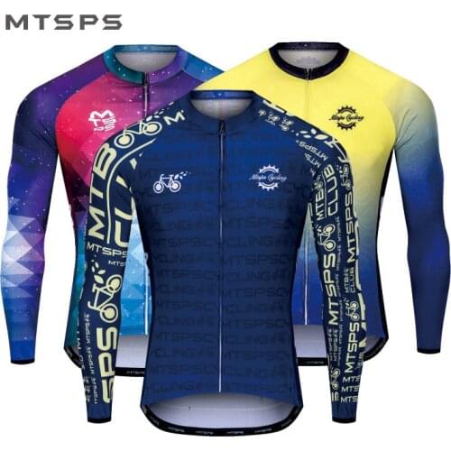Men’s Long-sleeved Cycling Jersey Fashion Printed Breathable Quick Dry Zipper Open Bike Clothing