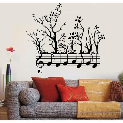 Music notation Wall Decal Forest Tree Nature Notes Music Branches Wall Stickers Home Room Decoration Mural Vinyl Art Decals B354