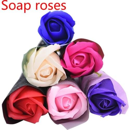 5pcs Artificial Rose Soap Flowers White Pink Blue Purple Red Bouquet Wedding Decor Scrapbooking Craft Girls Gift Bouquets