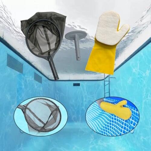 Pool Cleaning Kit 3PCS Hot Tub Accessories Spa Maintenance Kit with Pool Skimmer Net Scrub Brush and Sponge Glove