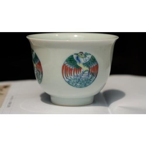 Small Reunion Hand-painted Constracting Colors Dragon and Phoenix Teacups Hand Made Porcelain Cups/Ceramic Tea Set