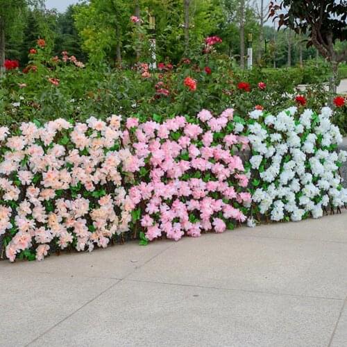 Delicate Fence Barrier Easy to Install Wood Telescopic Fencing Artificial Flower Decor Panel Retractable Hedge for Garden
