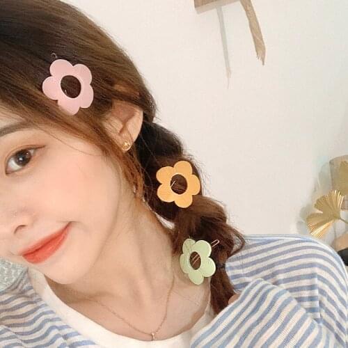 New Girls Cute Candy Color Flower Hairpins Kid Sweet Frog Buckle Back Hair Clips Side Barrette Headband Fashion Hair Accessories