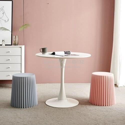 New Wrinkle Plastic Coffee Table Macaroon Color Living Room Side Table Bedside Round Table Creative Stool Cake-shape Home Decor