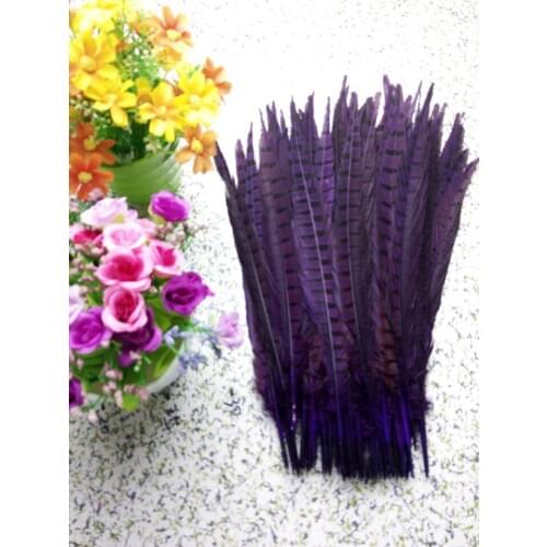 Wholesale perfect 100pcs high quality natural Male Pheasant feathers 14-16inch/35-40cm Decorative diy purple
