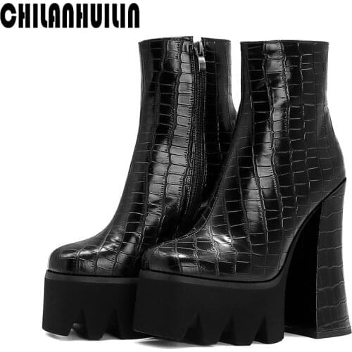2020 sexy ankle boots fashion extreme high heels platform boots ladies shoes microfiber leather black zipper women boots shoes