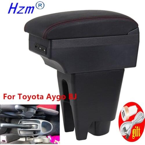 For Toyota Aygo BJ Armrest Interior Parts special Retrofit parts Car Armrest Center Storage box USB LED