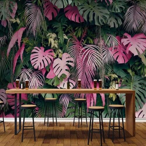 Milofi custom photo wallpaper 3D pink green rainforest plant living room bedroom wall decoration mural wallpaper