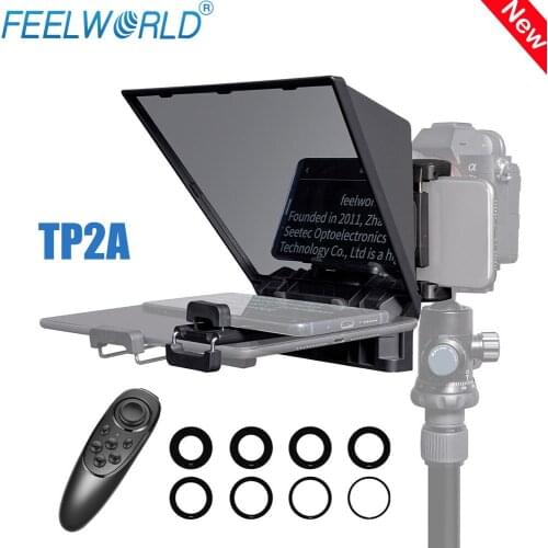 FEELWORLD TP2A Portable 8 Inch Teleprompter Supports Under 8" Smartphone Tablet Prompting with Bluetooth Remote for DSLR Camera