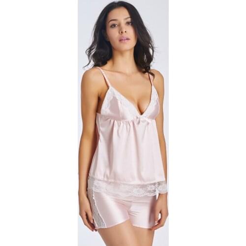 Attractive Sexy Satin Lace Pajama Set Sexy Underwear Sleep Lounge Fashion Sleepwear Night Lingerie Bathrobe Nightgown 2XL W46258