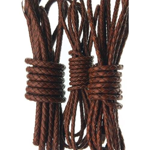 2meter 3/4/5mm Round Braided Genuine Leather Rope String Cord For Bracelet Necklace Jewelry Craft Making DIY Findings Z1036