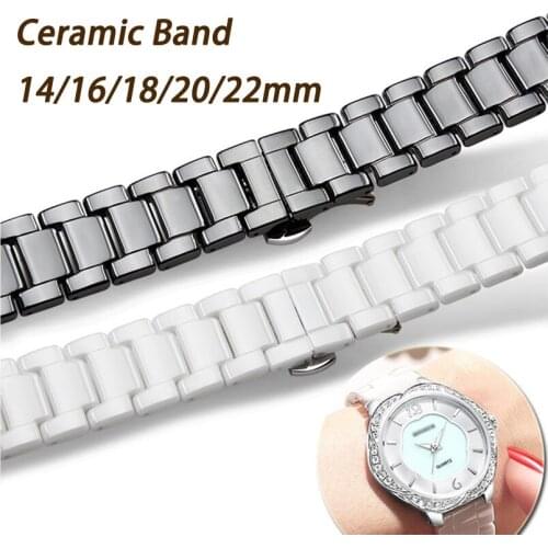 Watchband White Black Ceramic Strap 14mm 16mm 18mm 20mm 22mm Band Strap For Huawei Smart Watch GT2/watch 2pro/Samsung watch