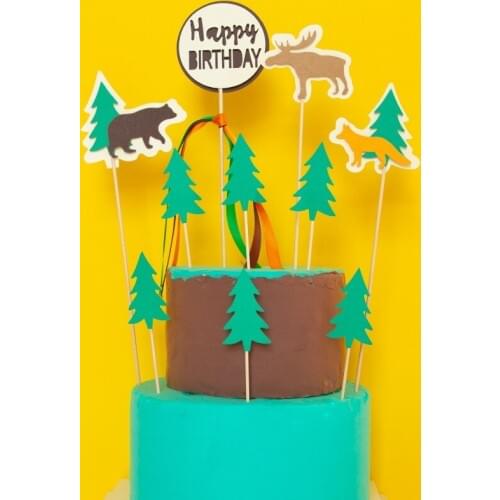 Christmas Tree Party Cake Topper Happy Birthday Party Baby Shower Party Decoration Child Cake Decoration