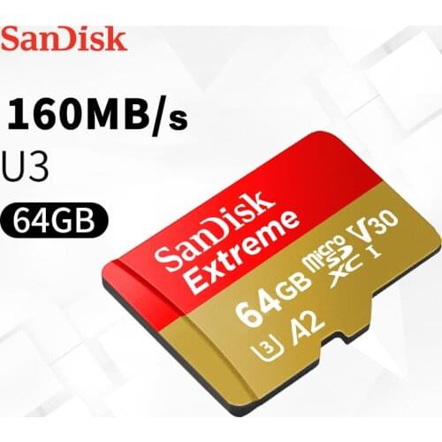 Original Sandisk Extreme Micro SD Card U3 V30 A2 64GB 128GB 256GB 32GB A1 flash Memory TF Card With Adapter for sports cameras