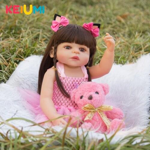 KEIUMI 22 Inch Reborn Baby Full Body Silicone Dolls DIY 55 cm Reborn Bebe Dolls Toy Childrens Day Gifts Bed Time Playmate