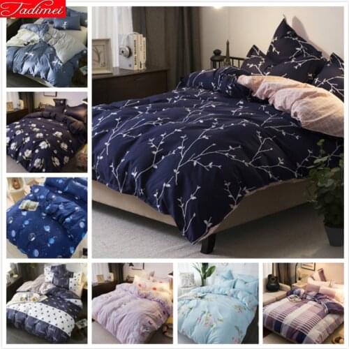 Blue Pink AB Side Duvet Cover 3/4pcs Bedding Set Couple Double Big Size Bed Linen Queen King Quilt Comforter Pillow Case 200x230