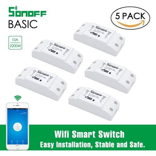 Sonoff Wifi Smart Switch Wireless Relay Switch Universal DIY Smart Home Wifi Switch Domotica Device 5PCS