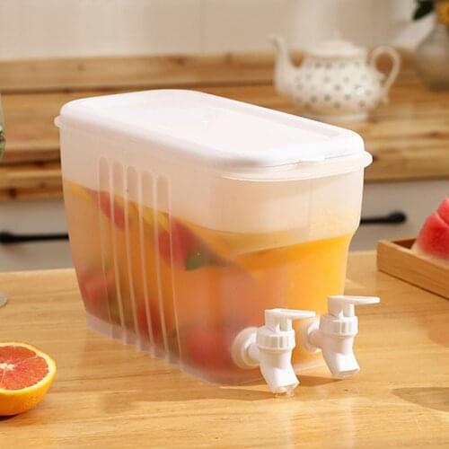 Household Double Faucet Cool Water Bucket Summer Fruit Tea Storage Box Plastic Container Draining Accessories Kitchen Tools