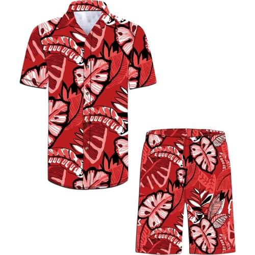 High Quality Wholesale Casual sublimation unisex button down leaves custom all over printed Beach mens hawaiian shirts