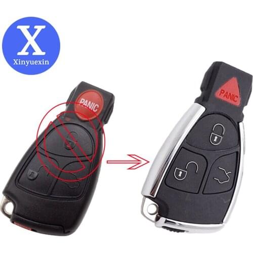 Xinyuexin New Modified New Smart Remote Car Key Shell for Mercedes-Benz CLS C E S 3+1 Buttons Uncut Blade Replacement Car Key