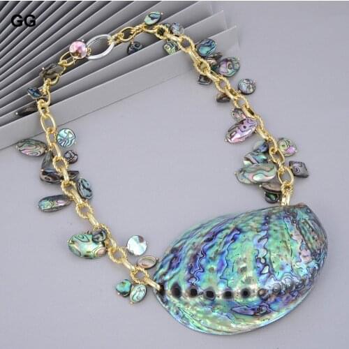 25'' Natural Rainbow Abalone Shell Pendant Necklace free shipping