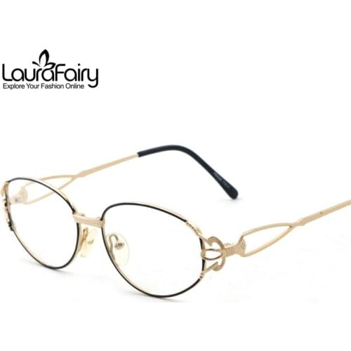 Laura Fairy Elegant Crown Design Hinge Glasses Frame Women Stainless Steel Eyeglasses armacao para oculos de grau feminino SA326