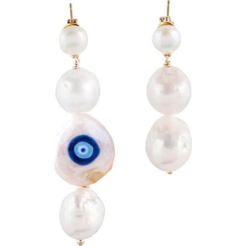 Jewel Romantic Gift Dangle enamel blue evil eye freshwater pearl Experience classic earring kolczyki for women Pendientes Mujer